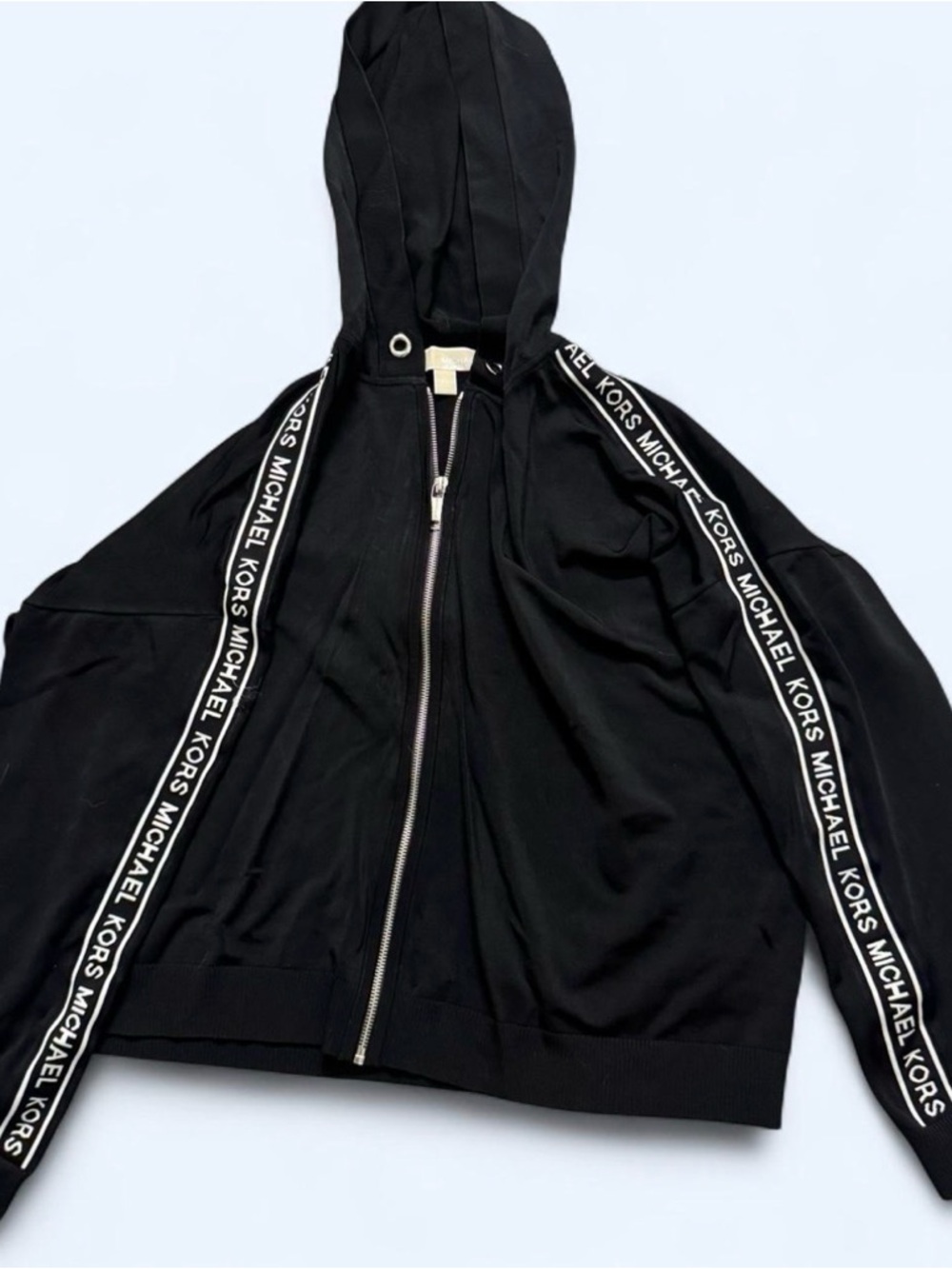 Michael Kors Black Hooded Zip Jacket with Logo Tape